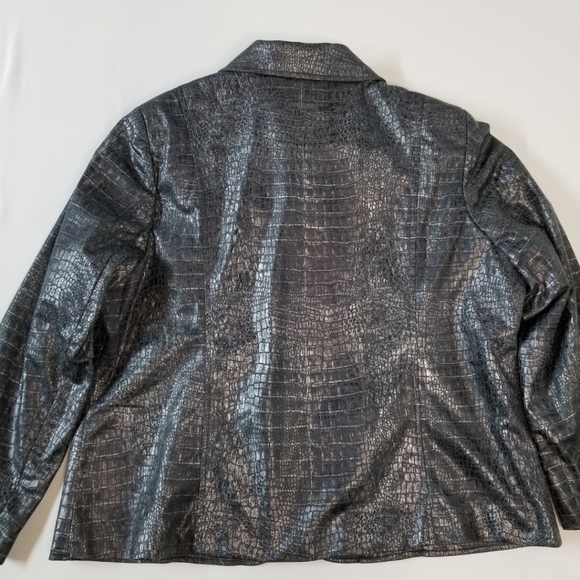 Allison Daley Metallic Alligator Skin Print Jacket BNWT Size 16P Faux Leather - Picture 7 of 9